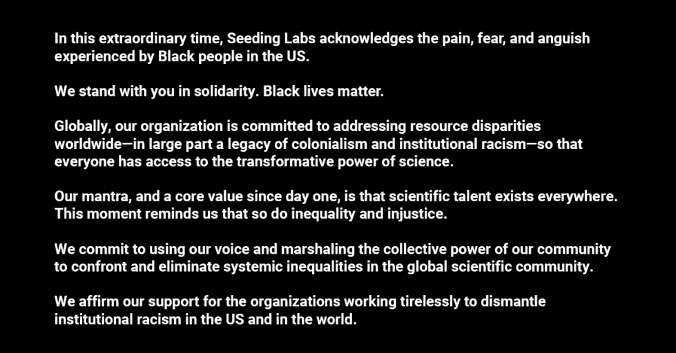 Affirming our support for Black lives